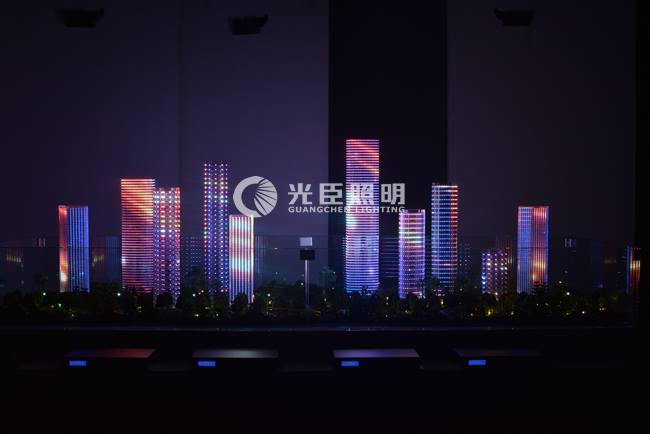 光臣智科亮化體驗館添加新元素，樓體聯動燈光秀沙盤展示
